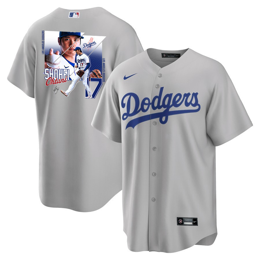 Shohei Ohtani 17 Los Angeles Dodgers Signed Greatest Sho On Earth 2023 Road Men Baseball Jersey - Gray 