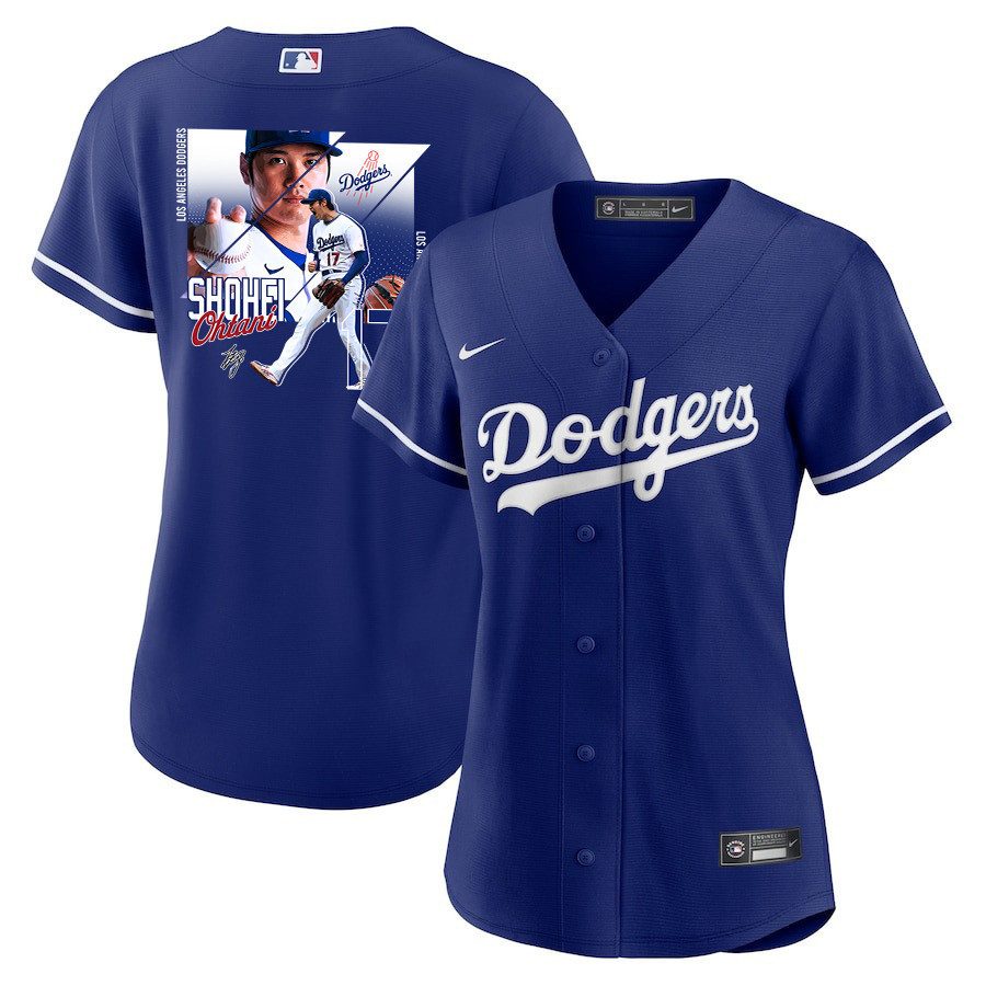 Shohei Ohtani 17 Los Angeles Dodgers Signed Greatest Sho On Earth Alternate Women Baseball Jersey - Royal 
