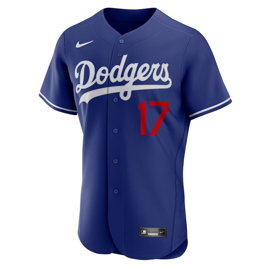 Alternative view of Shohei Ohtani 17 Los Angeles Dodgers Signed Homerun 2023 Alternate ELITE Men Baseball Jersey - Royal 