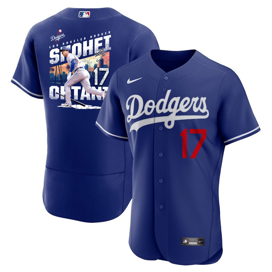 Shohei Ohtani 17 Los Angeles Dodgers Signed Homerun 2023 Alternate ELITE Men Baseball Jersey - Royal 