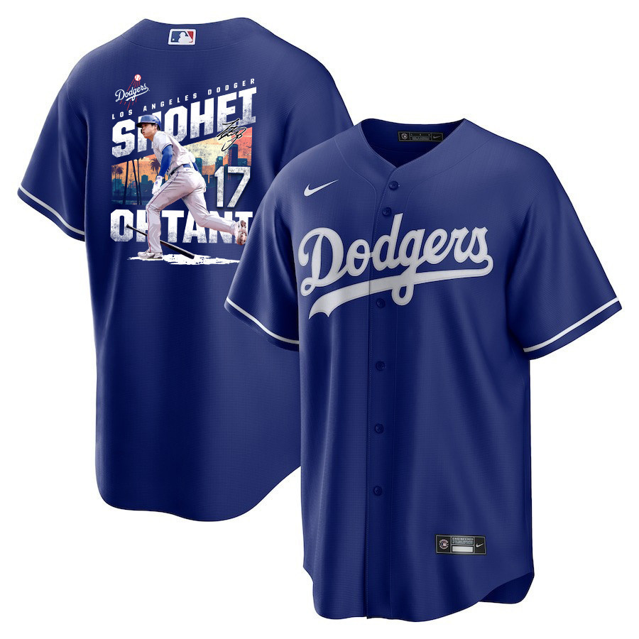 Shohei Ohtani 17 Los Angeles Dodgers Signed Homerun 2023 Alternate Men Baseball Jersey - Royal 