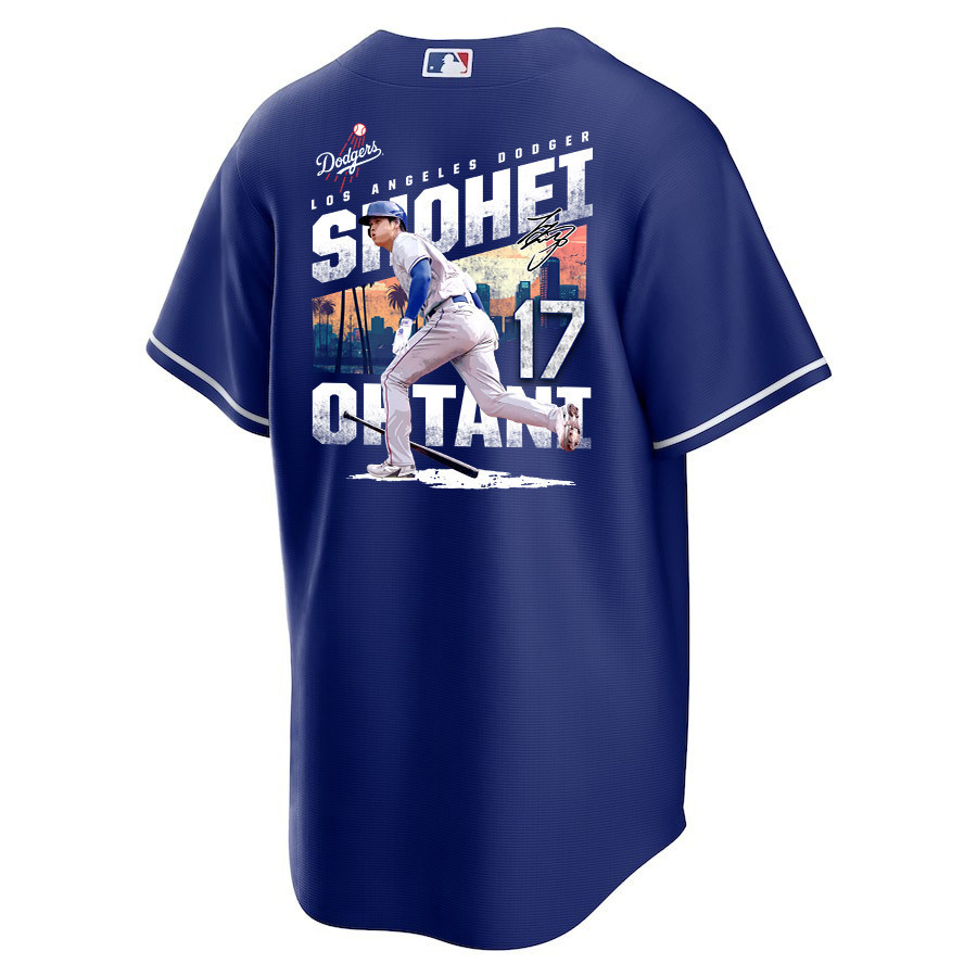 Alternative view of Shohei Ohtani 17 Los Angeles Dodgers Signed Homerun 2023 Alternate Men Baseball Jersey - Royal 
