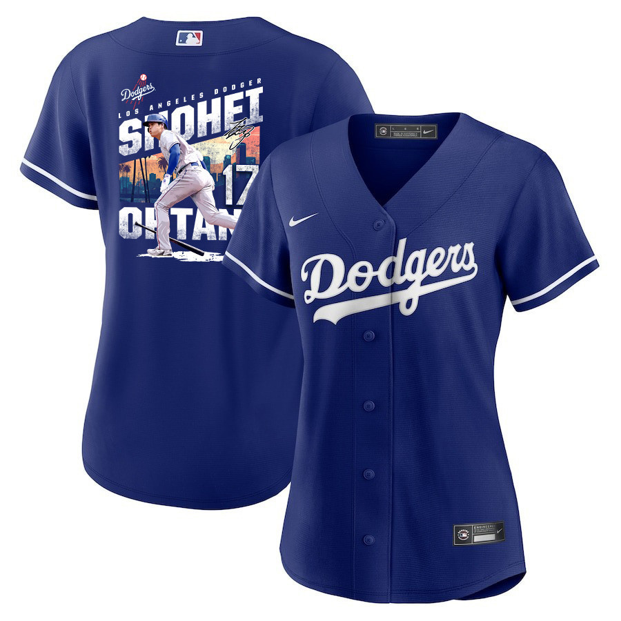 Shohei Ohtani 17 Los Angeles Dodgers Signed Homerun 2023 Alternate Women Baseball Jersey - Royal 