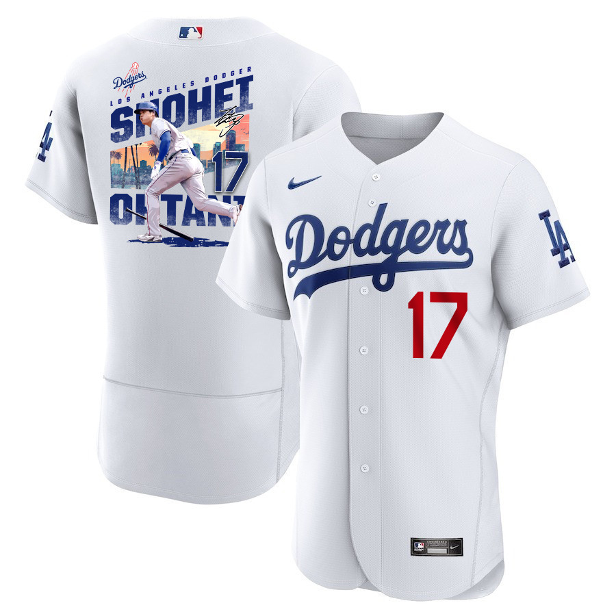 Shohei Ohtani 17 Los Angeles Dodgers Signed Homerun 2023 Home ELITE Men Baseball Jersey - White 