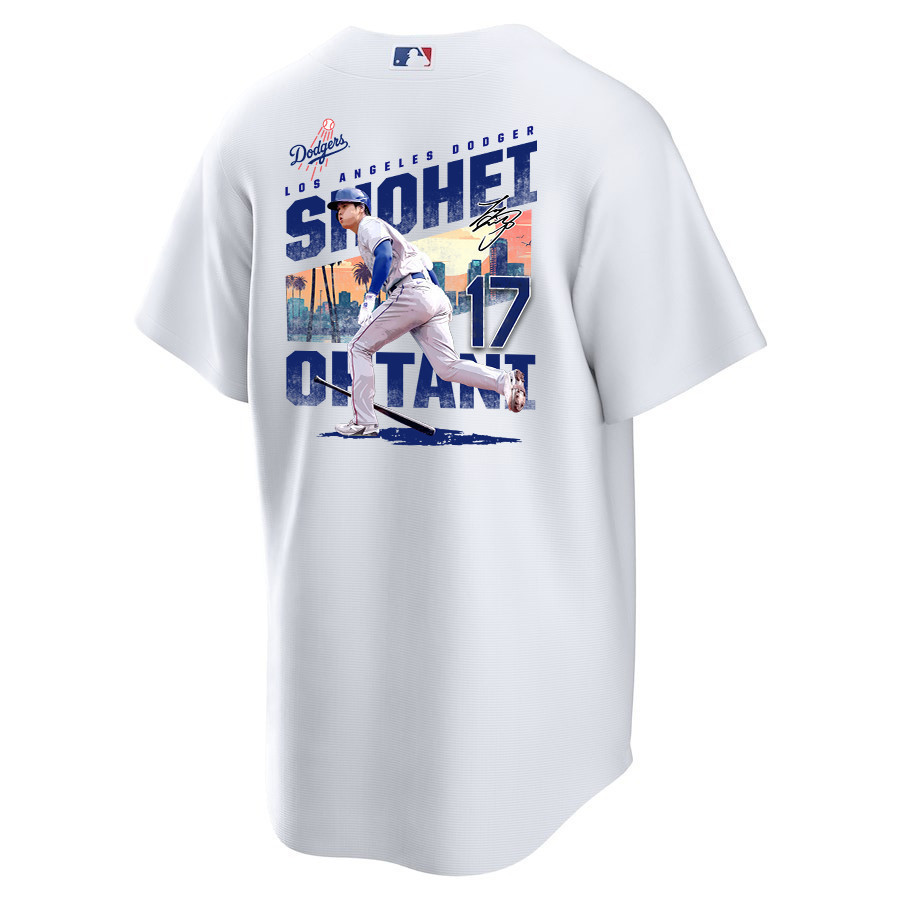 Alternative view of Shohei Ohtani 17 Los Angeles Dodgers Signed Homerun 2023 Home Men Baseball Jersey - White 