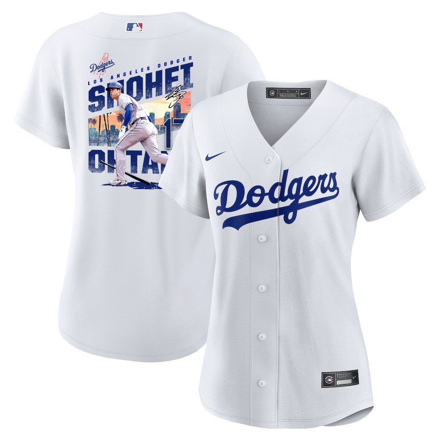 Shohei Ohtani 17 Los Angeles Dodgers Signed Homerun 2023 Home Women Baseball Jersey - White 