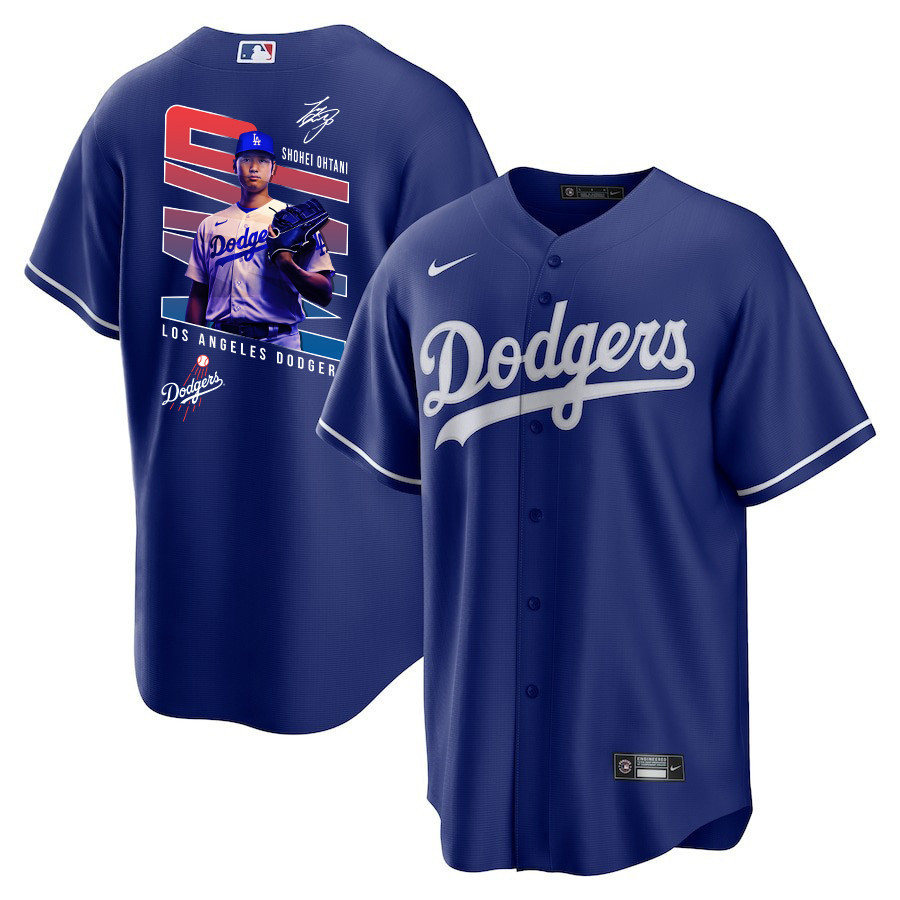 Shohei Ohtani 17 Los Angeles Dodgers Signed MVP 2023 Alternate Men Baseball Jersey - Royal 