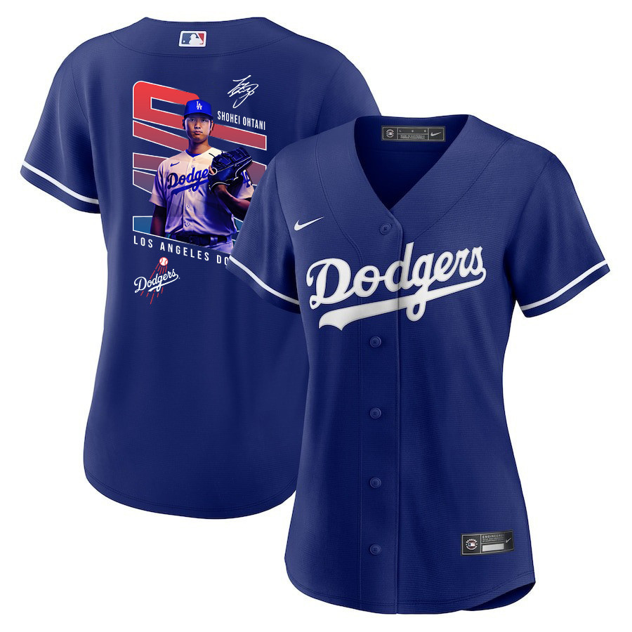 Shohei Ohtani 17 Los Angeles Dodgers Signed MVP 2023 Alternate Women Baseball Jersey - Royal 