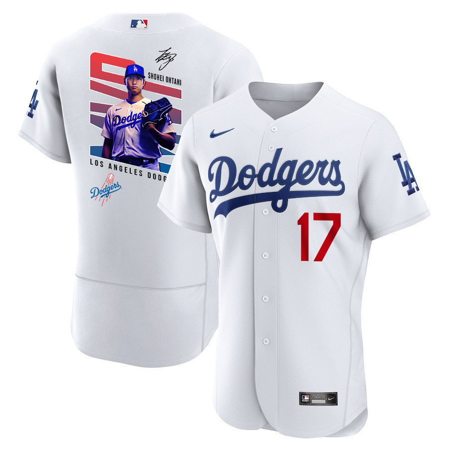 Shohei Ohtani 17 Los Angeles Dodgers Signed MVP 2023 Home ELITE Baseball Jersey - Men White Baseball Jersey 