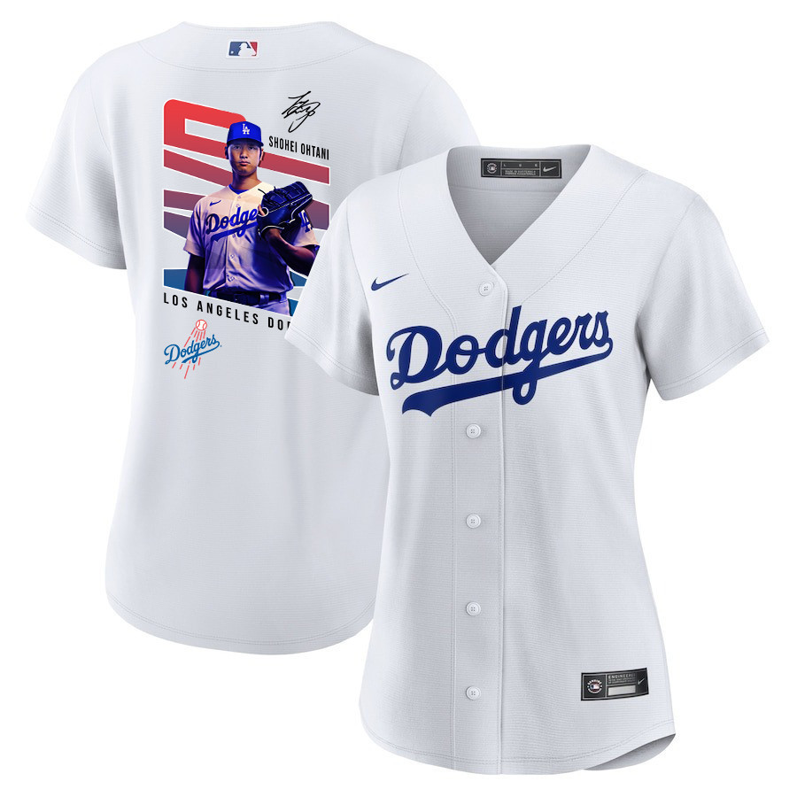 Shohei Ohtani 17 Los Angeles Dodgers Signed MVP 2023 Home Women Baseball Jersey - White 
