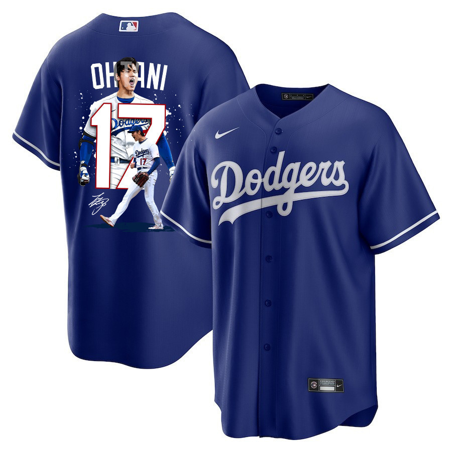 Shohei Ohtani 17 Los Angeles Dodgers Signed Number 2023 Alternate Men Baseball Jersey - Royal 