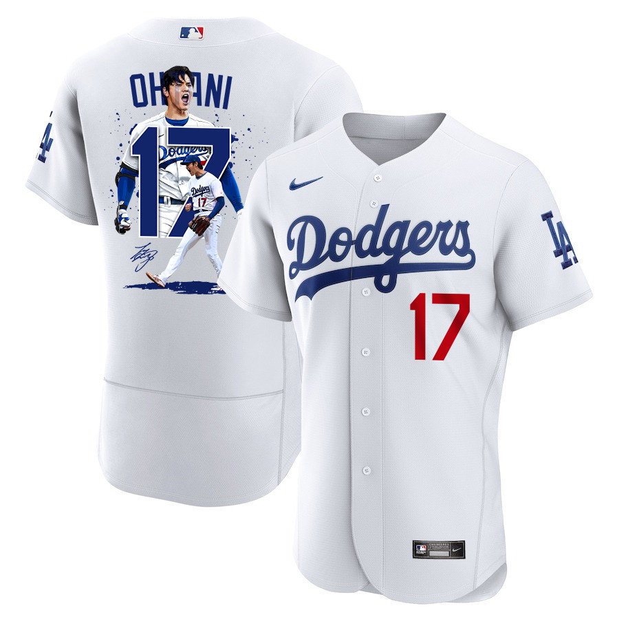 Shohei Ohtani 17 Los Angeles Dodgers Signed Number 2023 Home ELITE Baseball Jersey - Men White Baseball Jersey 