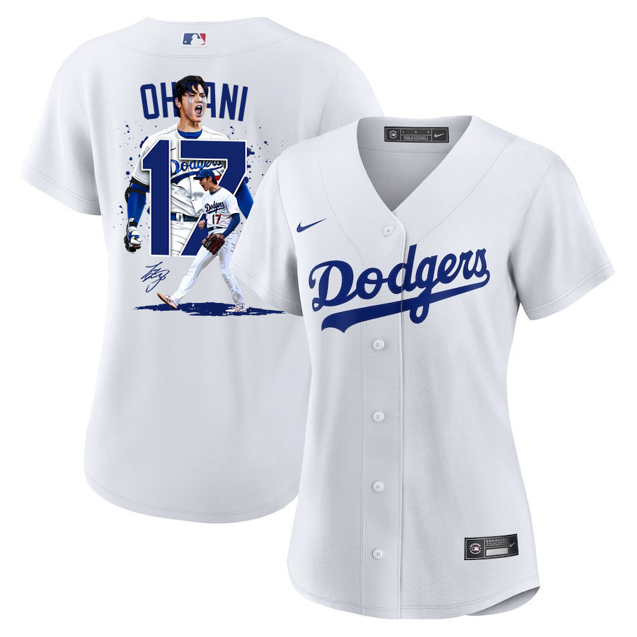Shohei Ohtani 17 Los Angeles Dodgers Signed Number 2023 Home Women Baseball Jersey - White 