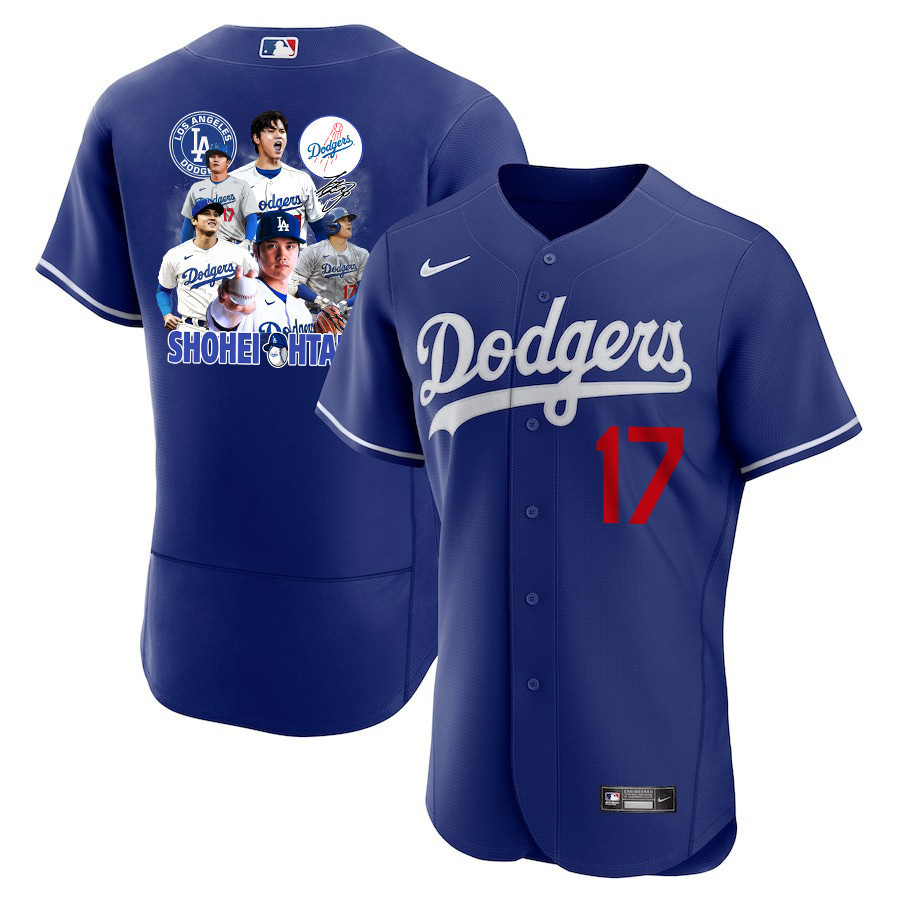 Shohei Ohtani 17 Los Angeles Dodgers Signed Sho King 2023 Alternate ELITE Baseball Jersey - Men Royal Baseball Jersey 
