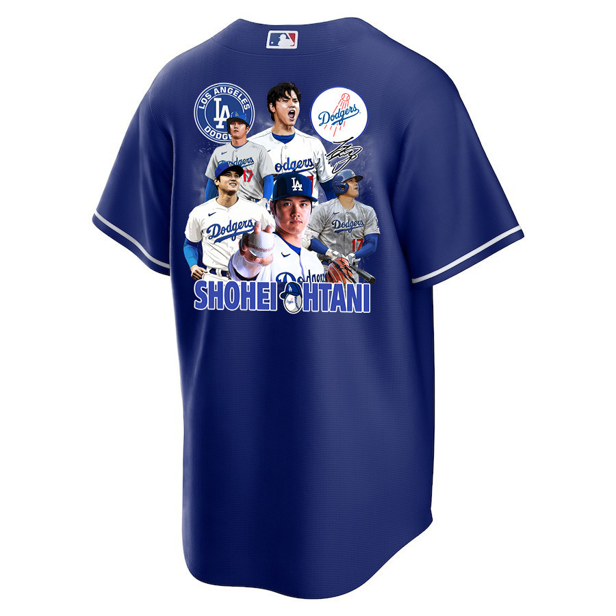 Alternative view of Shohei Ohtani 17 Los Angeles Dodgers Signed Sho King 2023 Alternate Men Baseball Jersey - Royal 
