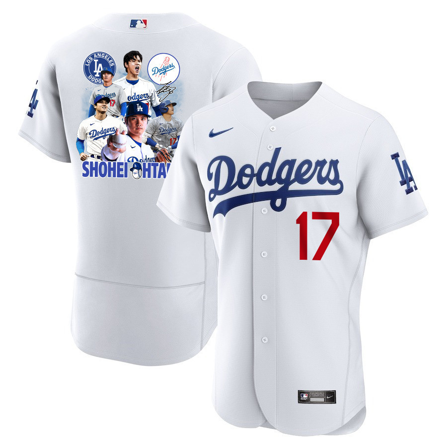 Shohei Ohtani 17 Los Angeles Dodgers Signed Sho King 2023 Home ELITE Baseball Jersey - Men White Baseball Jersey 