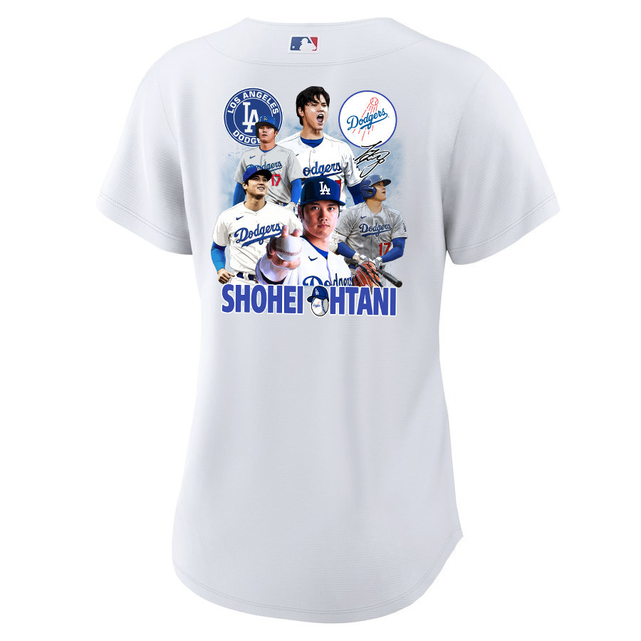 Alternative view of Shohei Ohtani 17 Los Angeles Dodgers Signed Sho King 2023 Home Women Baseball Jersey - White 