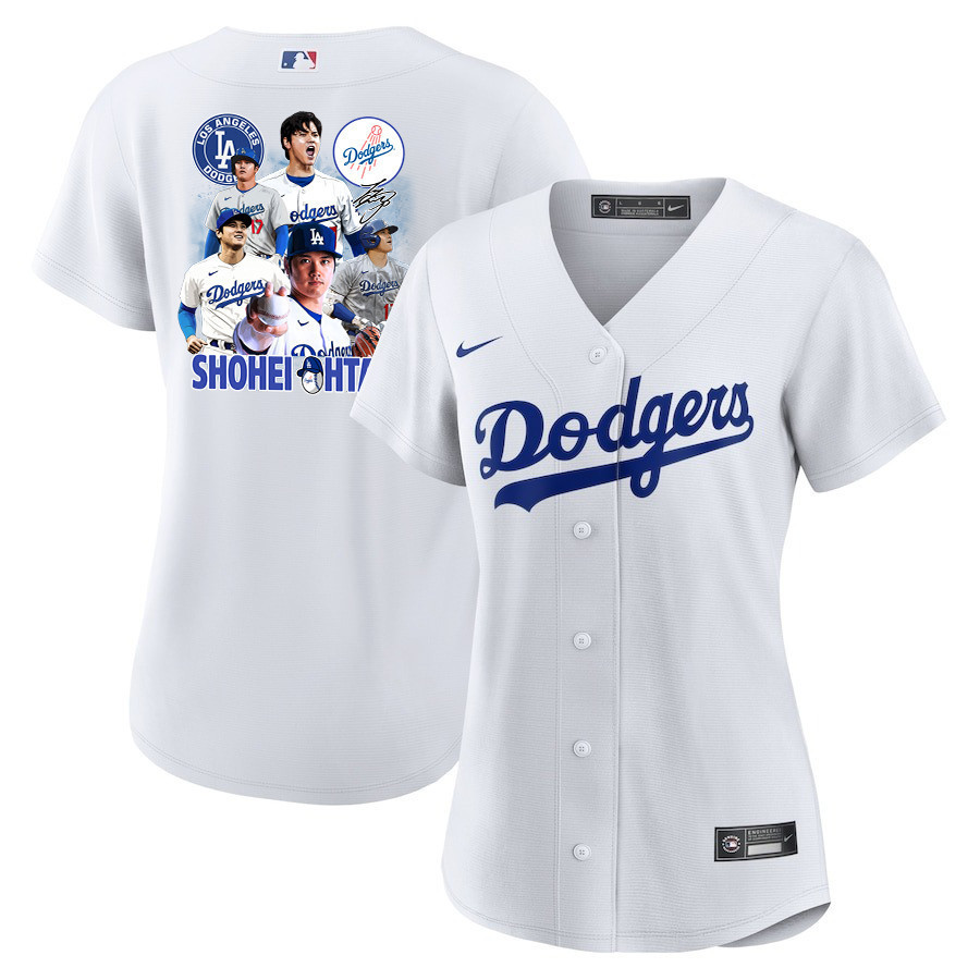 Shohei Ohtani 17 Los Angeles Dodgers Signed Sho King 2023 Home Women Baseball Jersey - White 