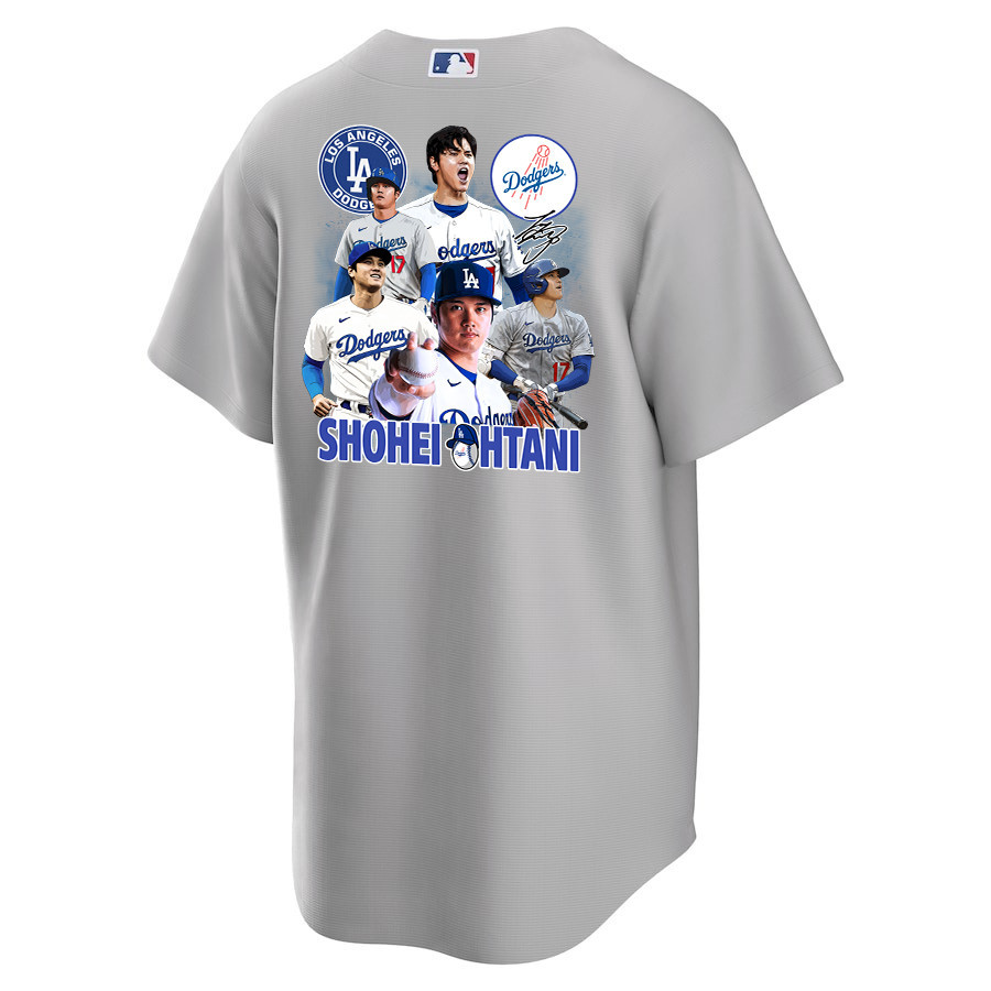 Alternative view of Shohei Ohtani 17 Los Angeles Dodgers Signed Sho King 2023 Road Men Baseball Jersey - Gray 