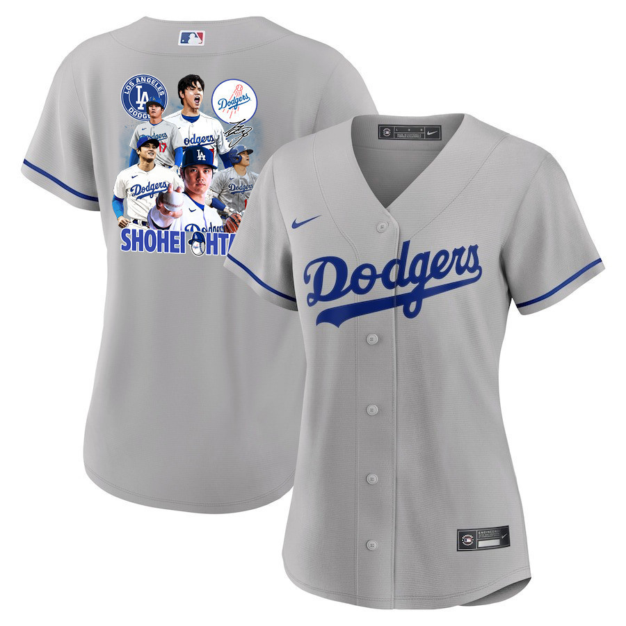 Shohei Ohtani 17 Los Angeles Dodgers Signed Sho King 2023 Road Women Baseball Jersey - Gray 