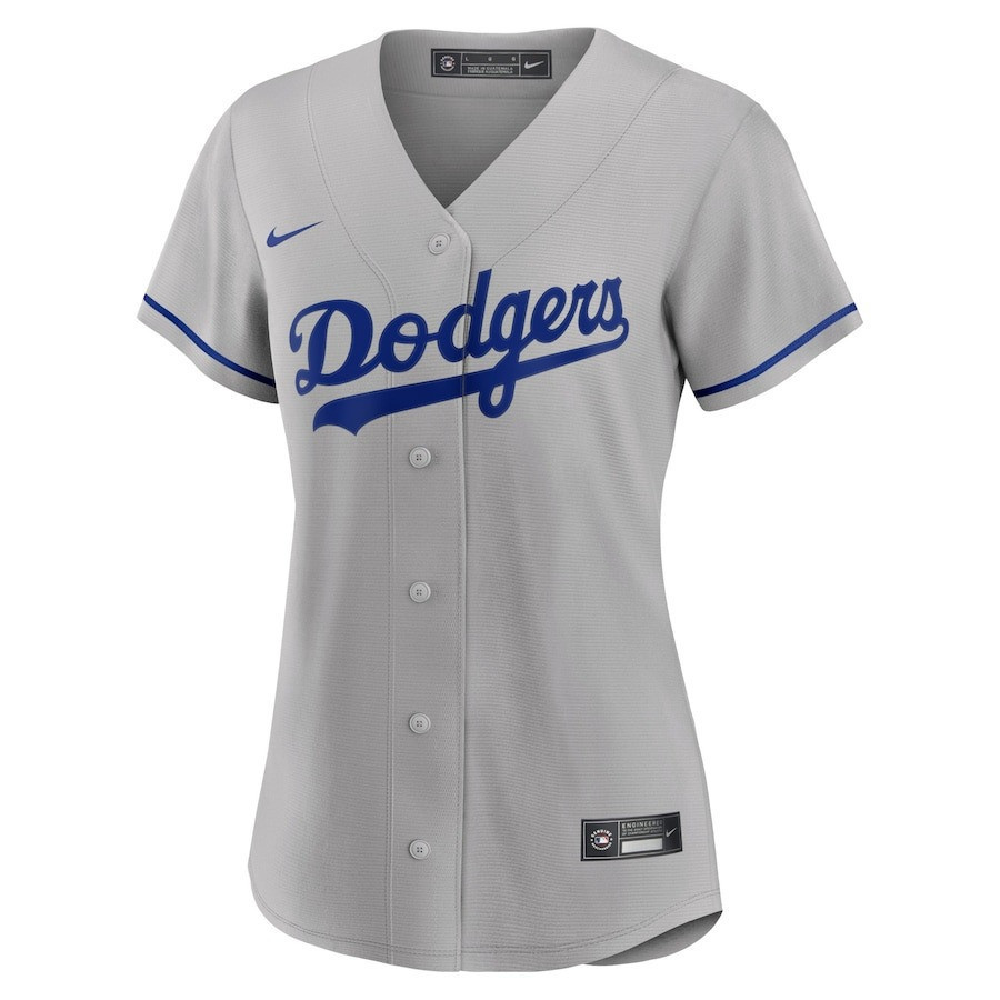Alternative view of Shohei Ohtani 17 Los Angeles Dodgers Signed Sho King 2023 Road Women Baseball Jersey - Gray 