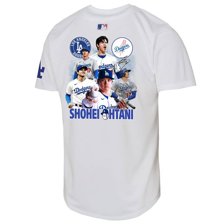 Alternative view of Shohei Ohtani 17 Los Angeles Dodgers Signed Sho King 2023 Youth Home Baseball Jersey - White 