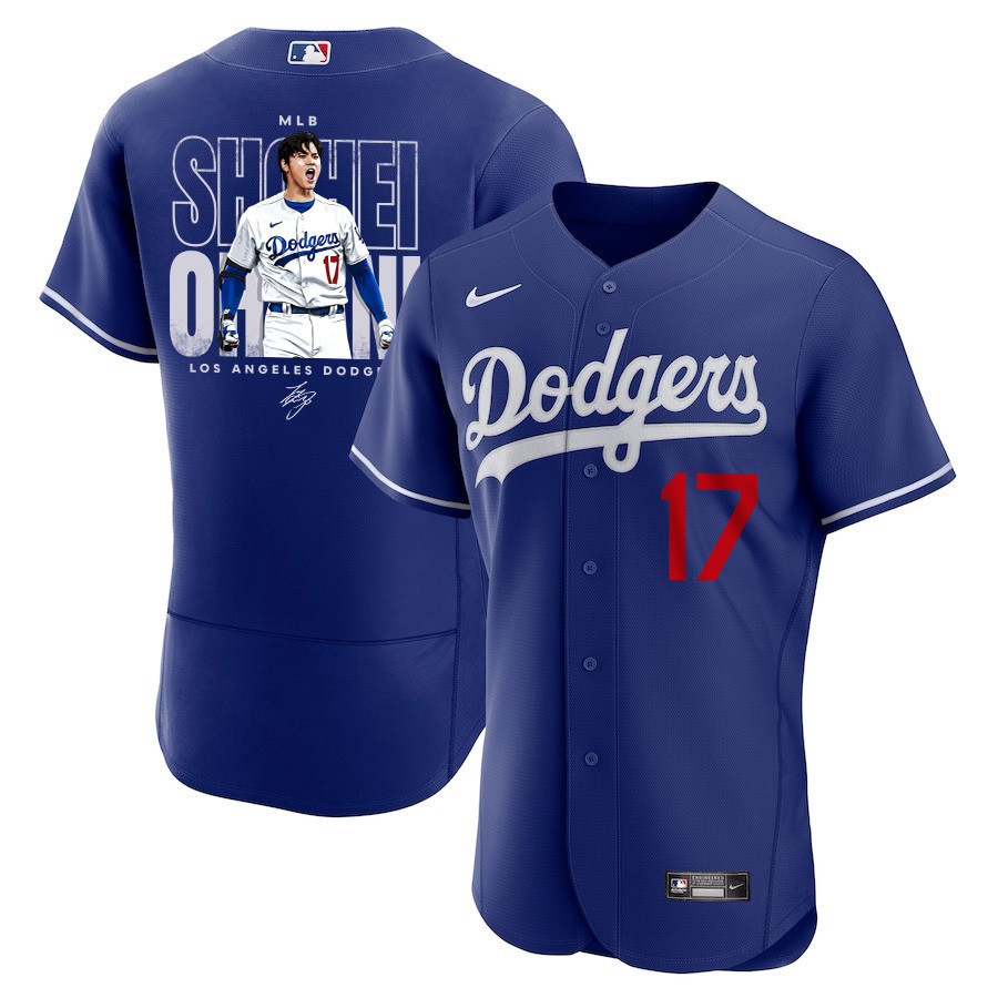 Shohei Ohtani 17 Los Angeles Dodgers Signed ShoTime 2023 Alternate ELITE Baseball Jersey - Men Royal Baseball Jersey 