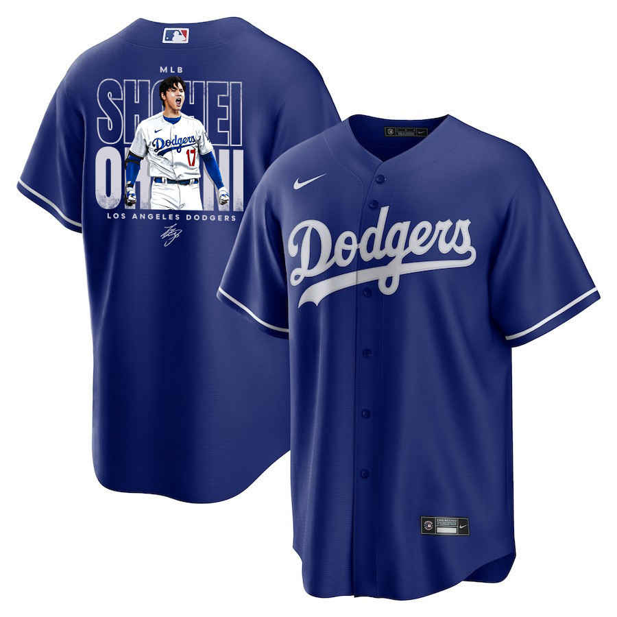 Shohei Ohtani 17 Los Angeles Dodgers Signed ShoTime 2023 Alternate Men Baseball Jersey - Royal 