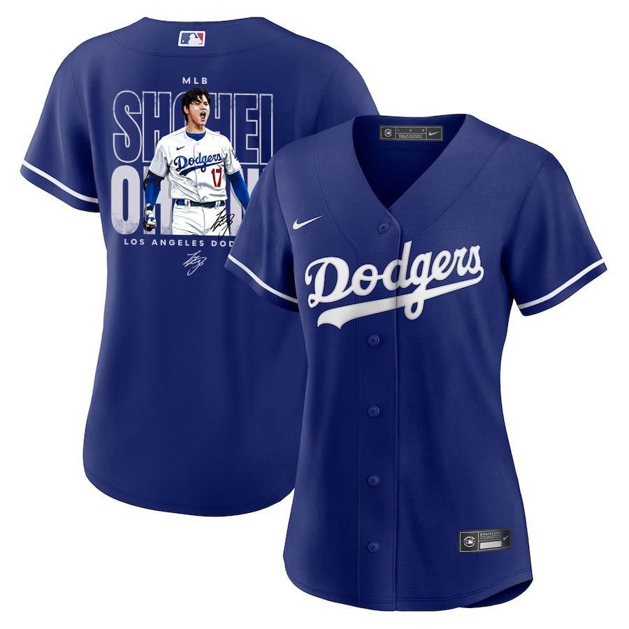 Shohei Ohtani 17 Los Angeles Dodgers Signed ShoTime 2023 Alternate Women Baseball Jersey - Royal 