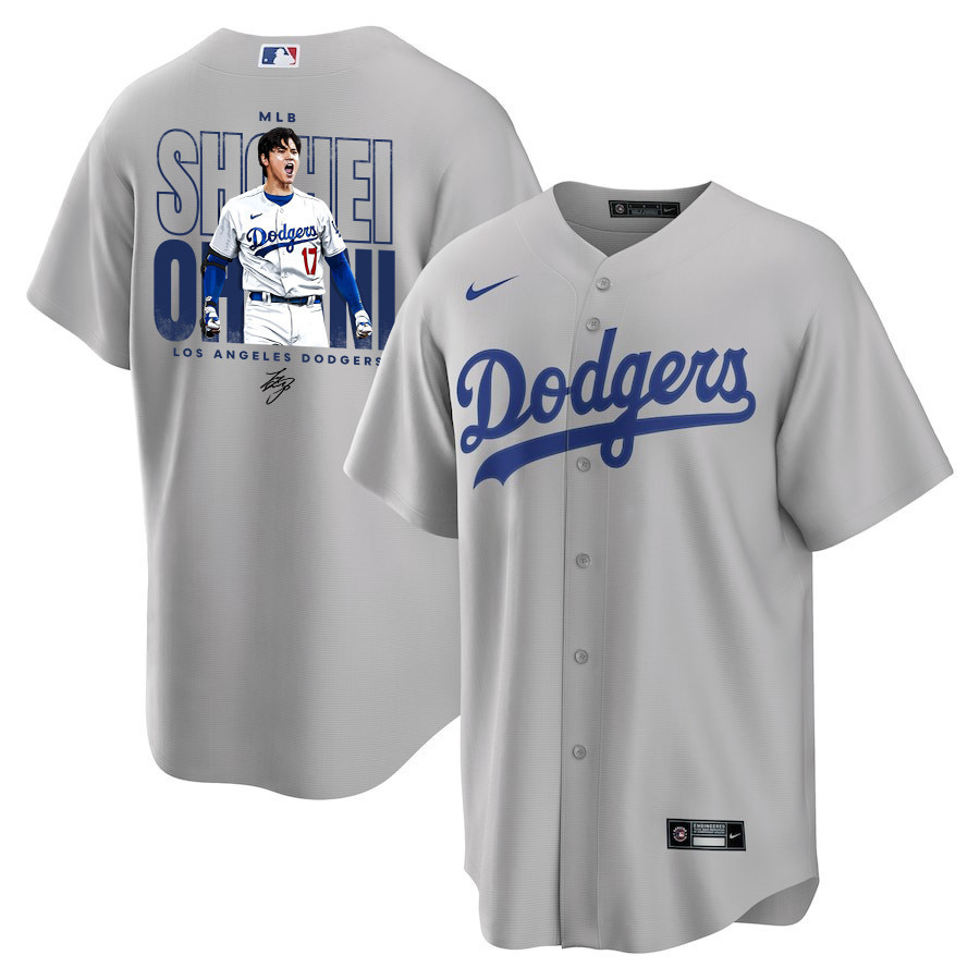 Shohei Ohtani 17 Los Angeles Dodgers Signed ShoTime 2023 Road Men Baseball Jersey - Gray 