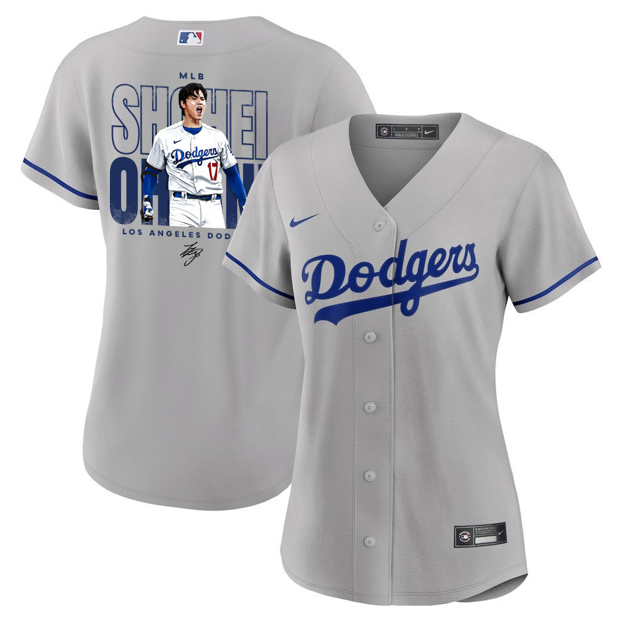 Shohei Ohtani 17 Los Angeles Dodgers Signed ShoTime 2023 Road Women Baseball Jersey - Gray 
