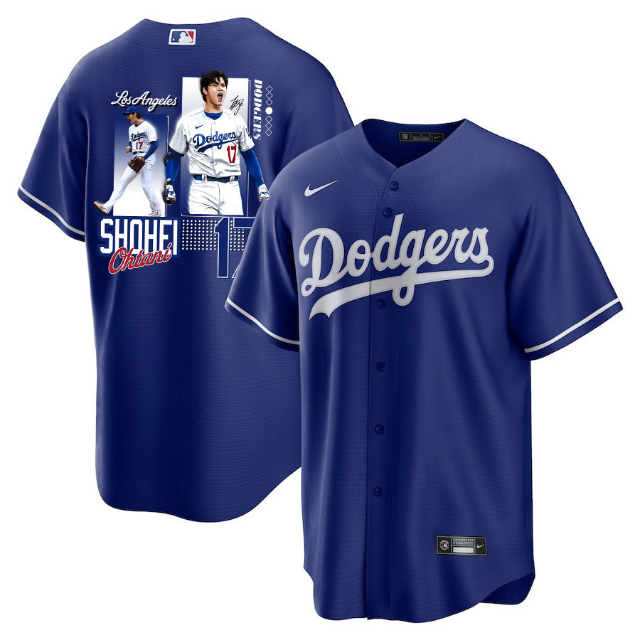 Shohei Ohtani 17 Los Angeles Dodgers Signed Welcome To The Sho 2023 Alternate Men Baseball Jersey - Royal 