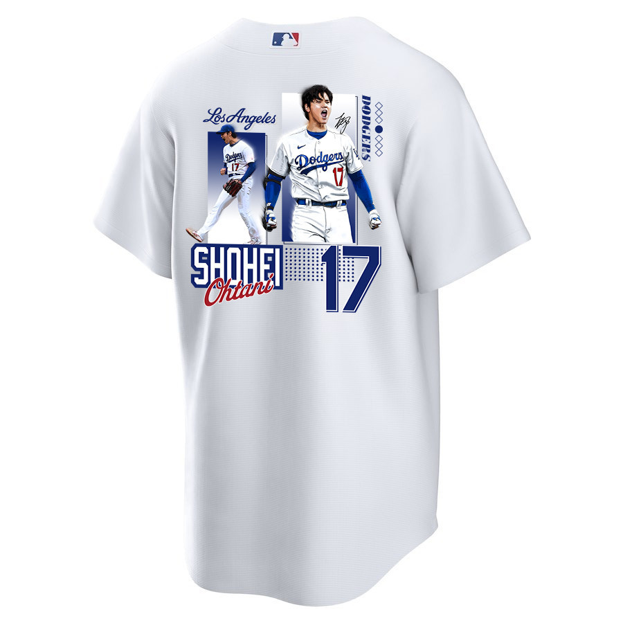 Alternative view of Shohei Ohtani 17 Los Angeles Dodgers Signed Welcome To The Sho 2023 Home Men Baseball Jersey - White 