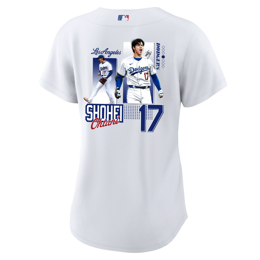 Alternative view of Shohei Ohtani 17 Los Angeles Dodgers Signed Welcome To The Sho Home Women Baseball Jersey - White 
