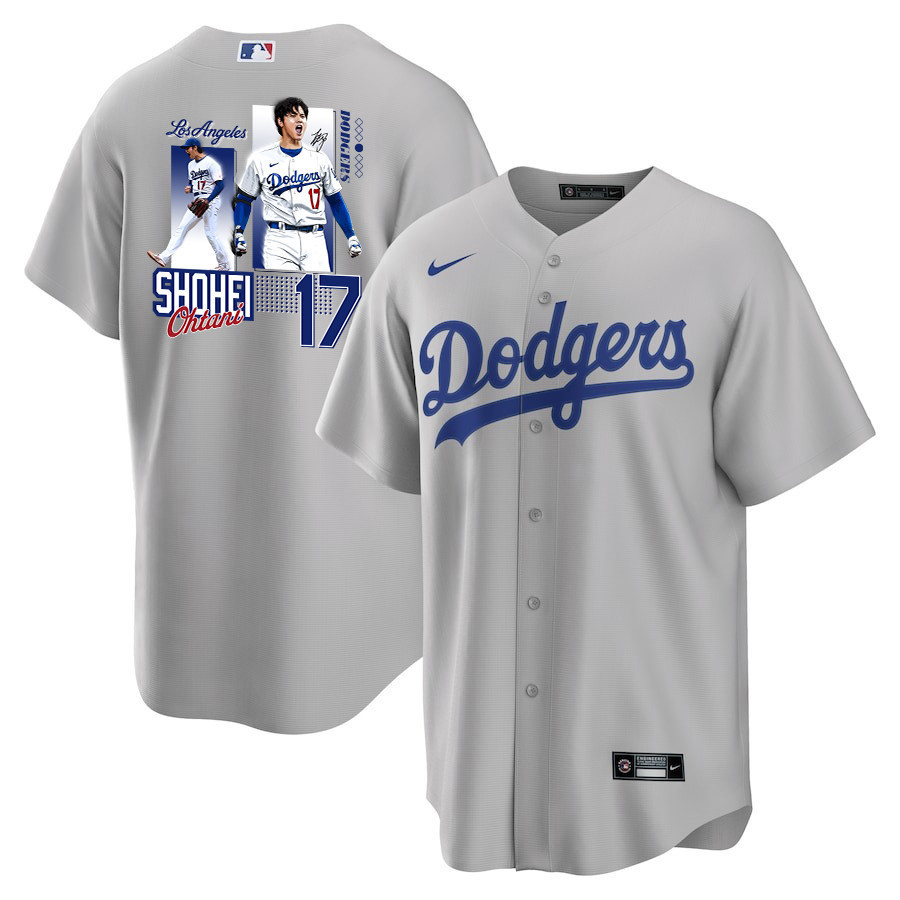 Shohei Ohtani 17 Los Angeles Dodgers Signed Welcome To The Sho Men Baseball Jersey - Gray 