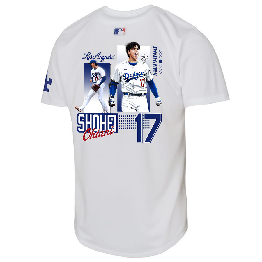 Alternative view of Shohei Ohtani 17 Los Angeles Dodgers Signed Welcome To The Sho Youth Home Baseball Jersey - White 