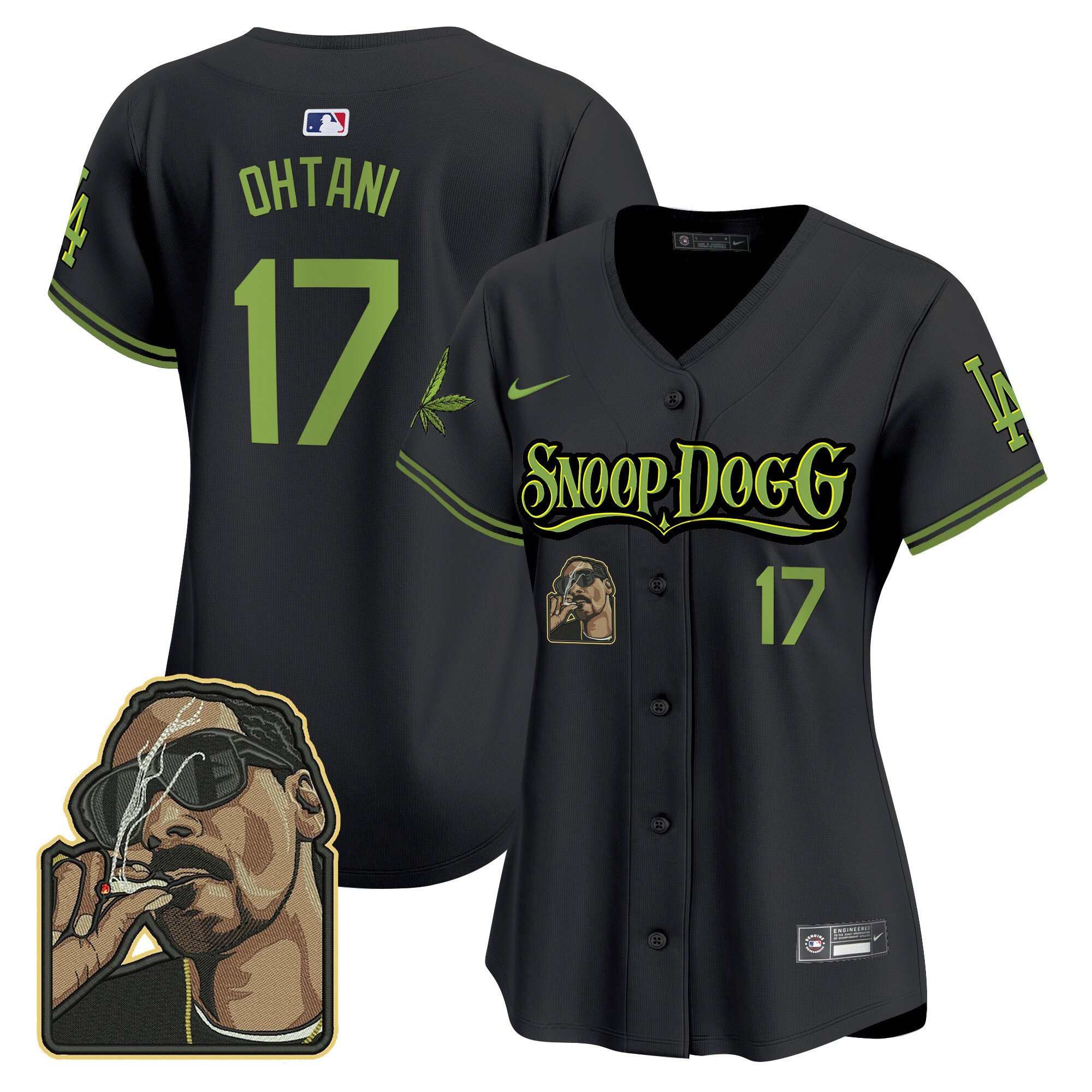 Shohei Ohtani 17 Los Angeles Dodgers Snoop Dogg Women Baseball Jersey - Black 
