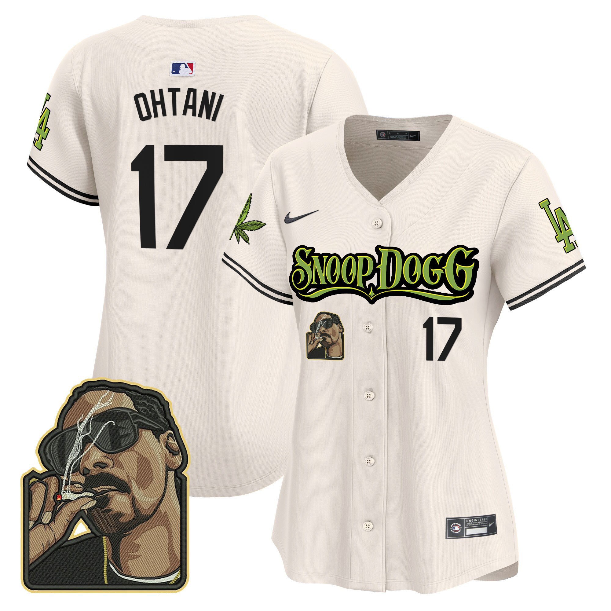 Shohei Ohtani 17 Los Angeles Dodgers Snoop Dogg Women Baseball Jersey - Cream 