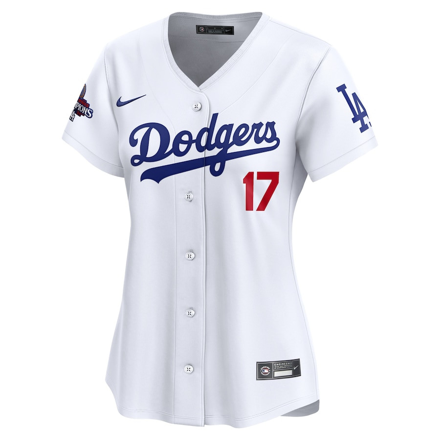 Alternative view of Shohei Ohtani 17 Los Angeles Dodgers Women's 2024 World Series Champions Home Limited Baseball Jersey - White 