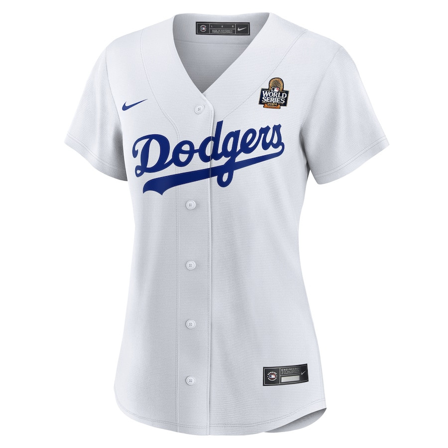 Alternative view of Shohei Ohtani 17 Los Angeles Dodgers Women's Home 2024 World Series Japanese Lettering Baseball Jersey - White 