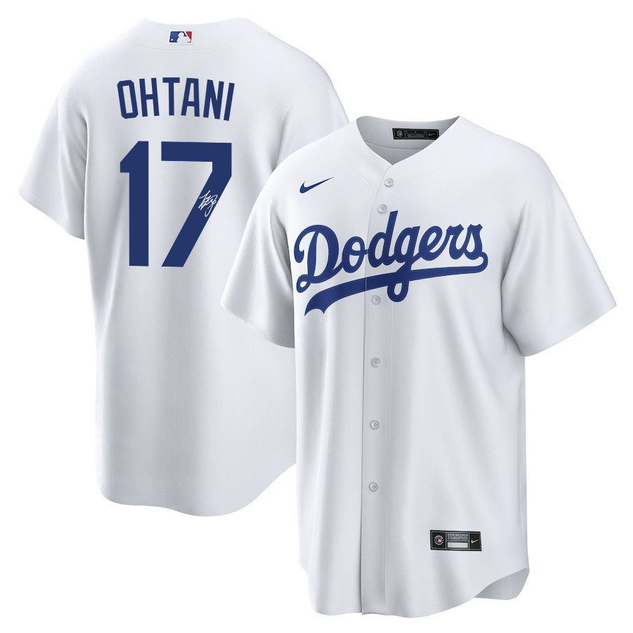Shohei Ohtani 17 Signature Los Angeles Dodgers Home Baseball Jersey - Men White Baseball Jersey 