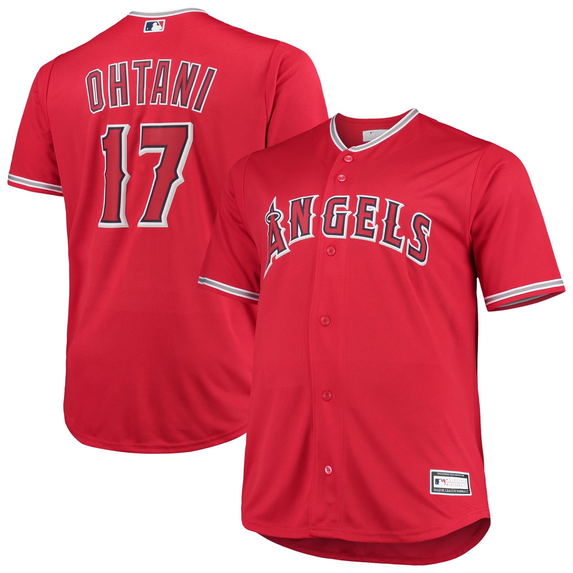 Alternative view of Shohei Ohtani Los Angeles Angels Big & Tall Replica Player Baseball Jersey - Red