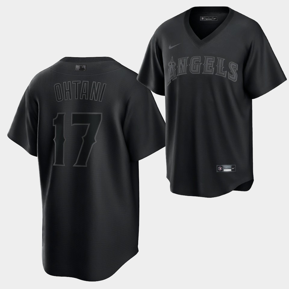 Shohei Ohtani Los Angeles Angels Black Fashion 17 Baseball Jersey 