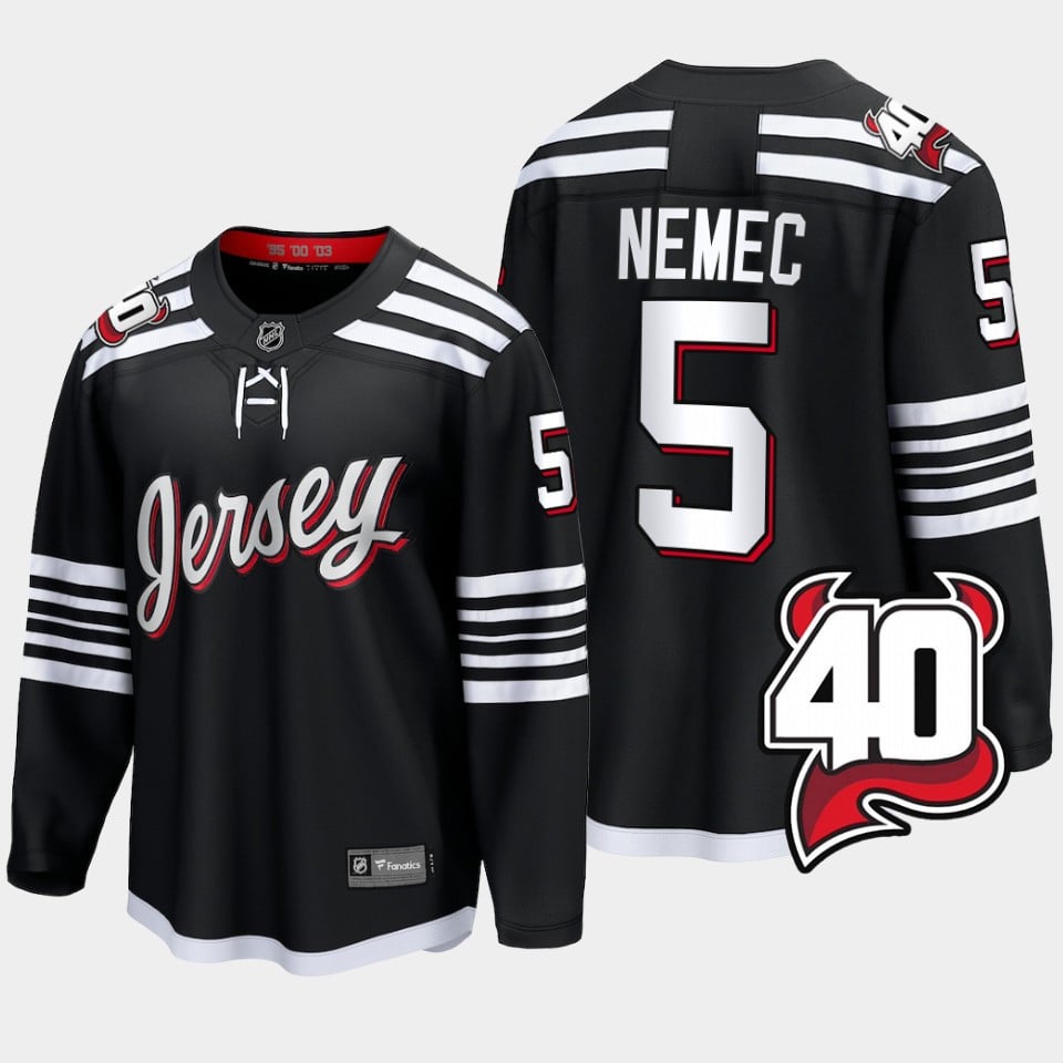Simon Nemec 5 New Jersey Devils Alternate 40th Anniversary Black Jersey - JS435 