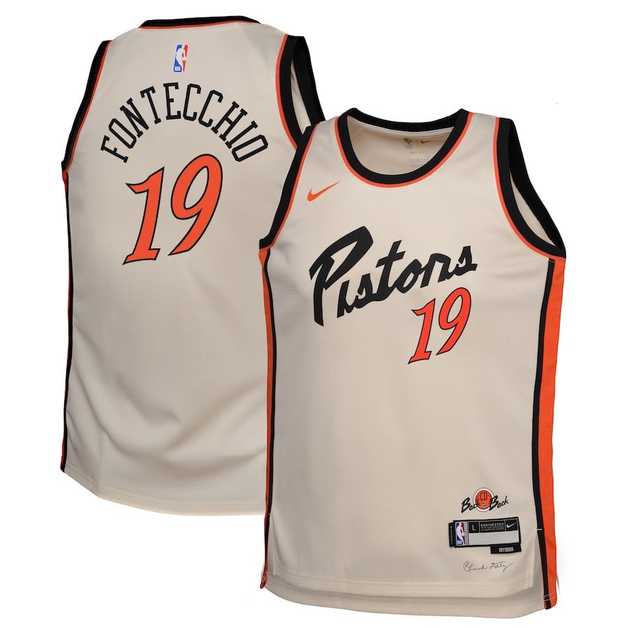 Simone Fontecchio 19 Detroit Pistons 2024/25 Swingman Player YOUTH Basketball Jersey - City Edition - Cream - JS542 