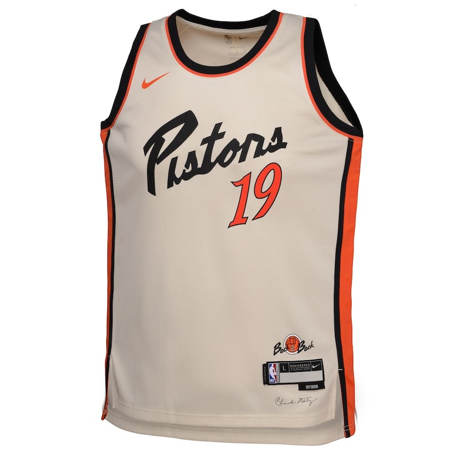 Alternative view of Simone Fontecchio 19 Detroit Pistons 2024/25 Swingman Player YOUTH Basketball Jersey - City Edition - Cream - JS542 