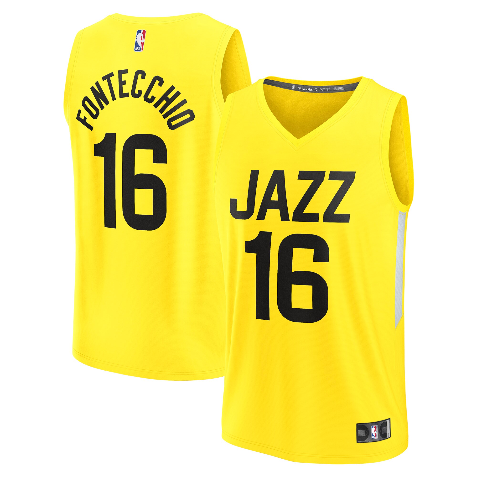 Alternative view of Simone Fontecchio Utah Jazz Fanatics Branded 2022/23 Fast Break Replica Player Basketball Jersey - Icon Edition - Yellow
