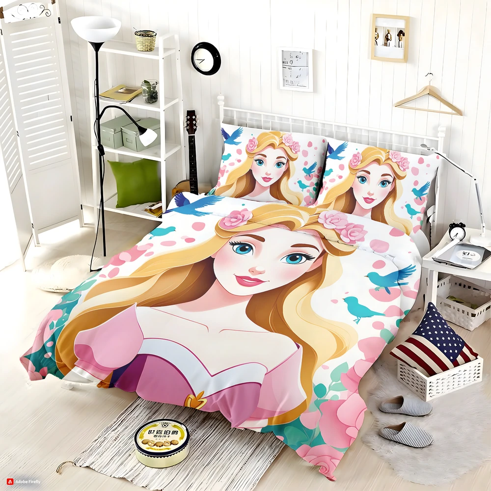Sleeping Beauty Princess Aurora Embroidery Bedding Set - Custom Bedding Set