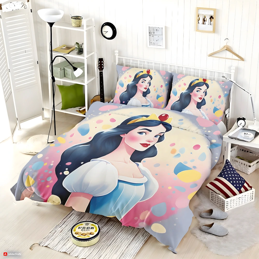 Alternative view of Snow White Bedding Set Twin & Queen Size - Custom Bedding Set