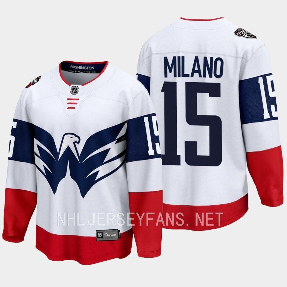 Sonny Milano 15 Washington Capitals 2023 Hockey Jersey Stadium White Primegreen - JS553 